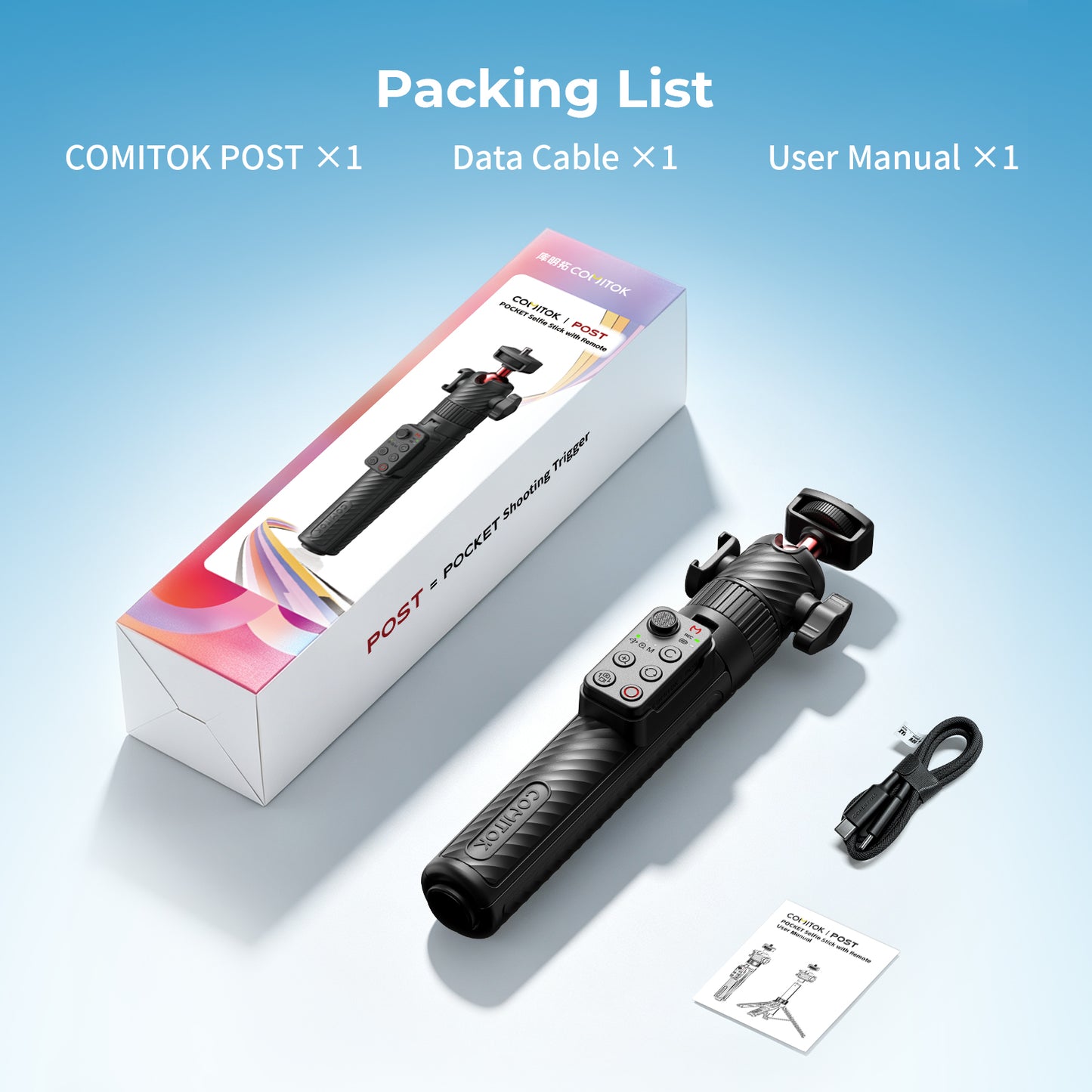 COMITOK POST Selfie Stick with Remote for DJI Pocket 3/4/4P