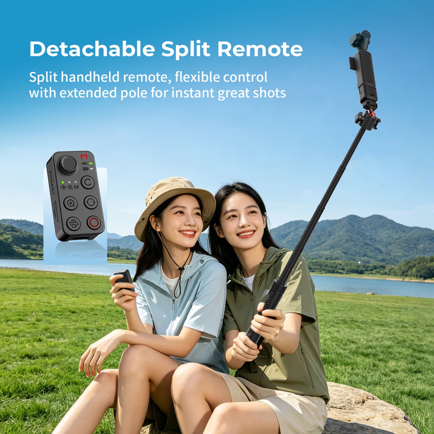 COMITOK POST Selfie Stick with Remote for DJI Pocket 3/4/4P