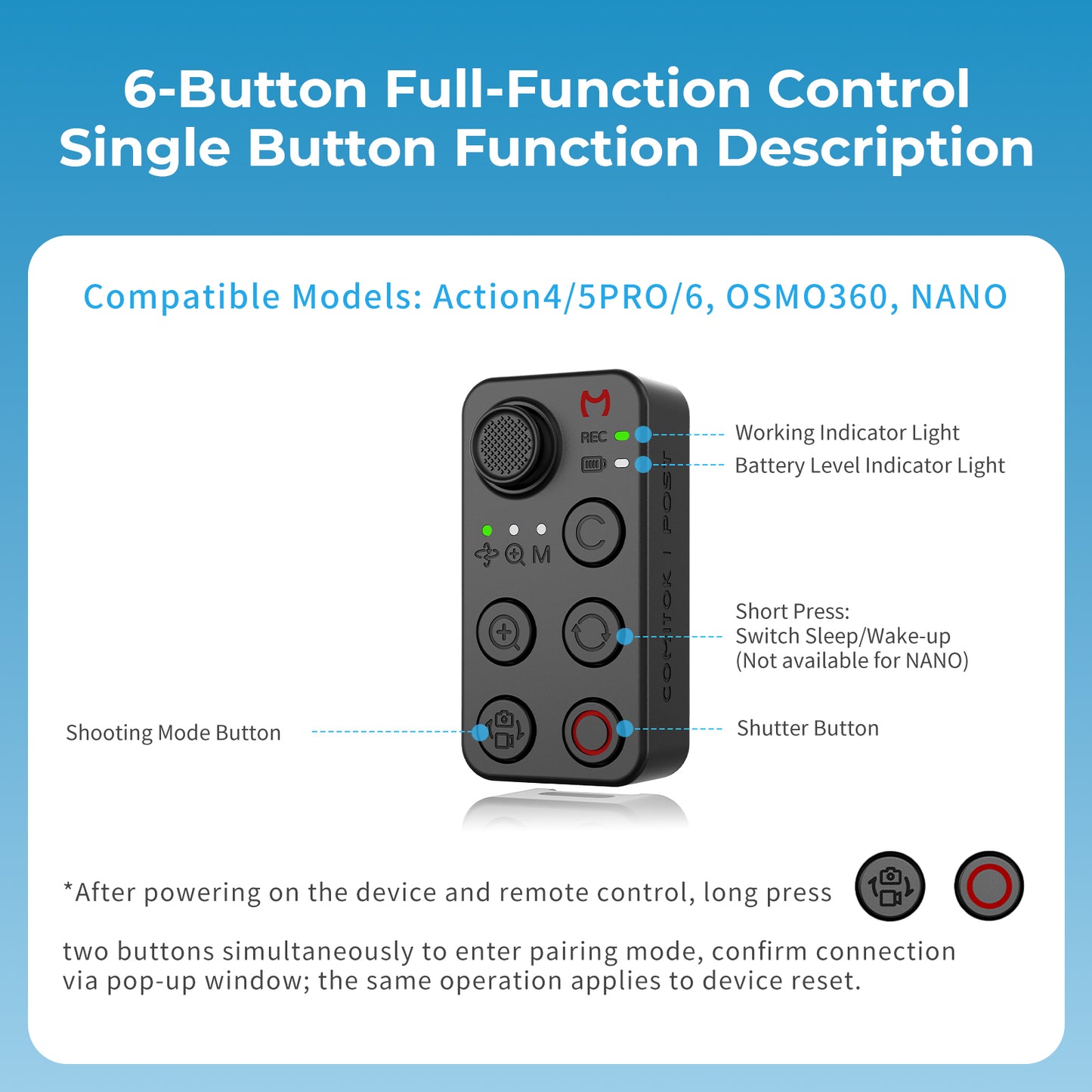 COMITOK POST Selfie Stick with Remote for DJI Pocket 3/4/4P