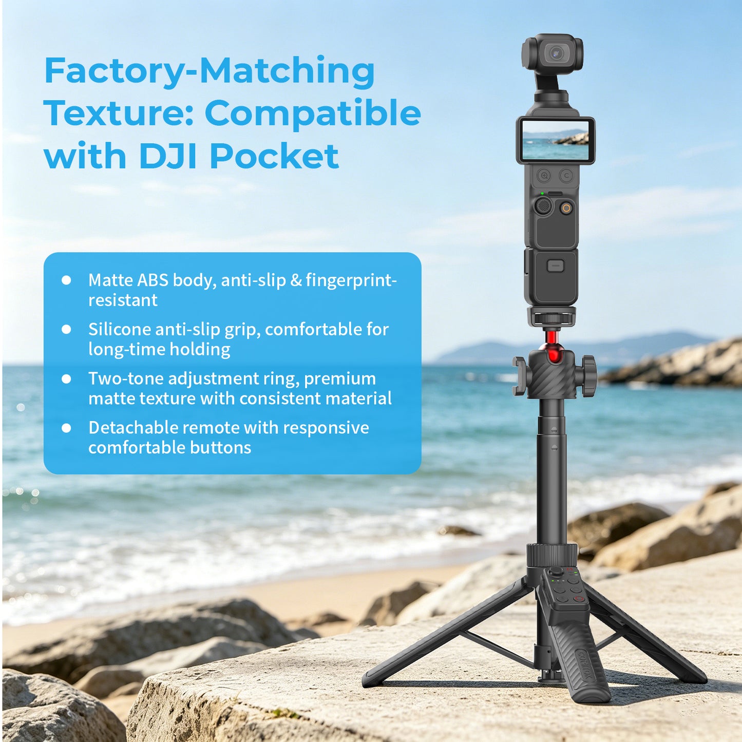 COMITOK POST Selfie Stick with Remote for DJI Pocket 3/4/4P